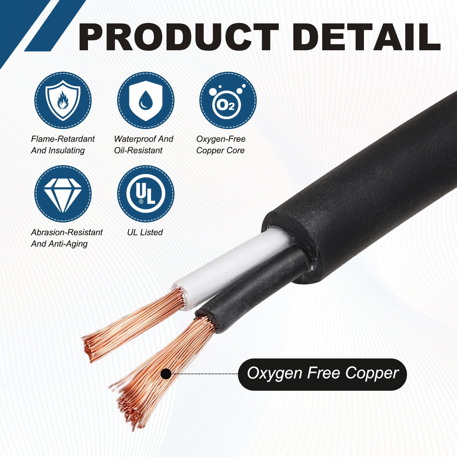 Uxcell SJOOW 14 Gauge 2 Conductor Electrical Wire, 10ft 14 AWG Automotive Wire, Portable Power Cable 300V for Generators, LED Lights, Battery Chargers, Flexible Extension Cord