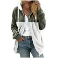 thumbnail image 2 of Idoravan Winter Coats for Women Plus Size Fashion Women's Zipper V-Neck Pullover Tops Long Sleeve Hooded Blouse Sweatshirt Army Green XXXXXL, 2 of 5