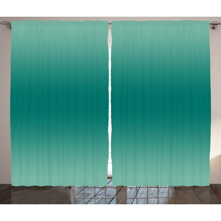 Teal Color Bedroom Ideas Ombre Curtains 2 Panels Set, Ocean Sea Waves Inspired Light Teal Color Design for Room Decorations Digital Print, Window Drapes for Living Room Bedroom, 108W X 84L Inches, Teal, by Ambesonne ()
