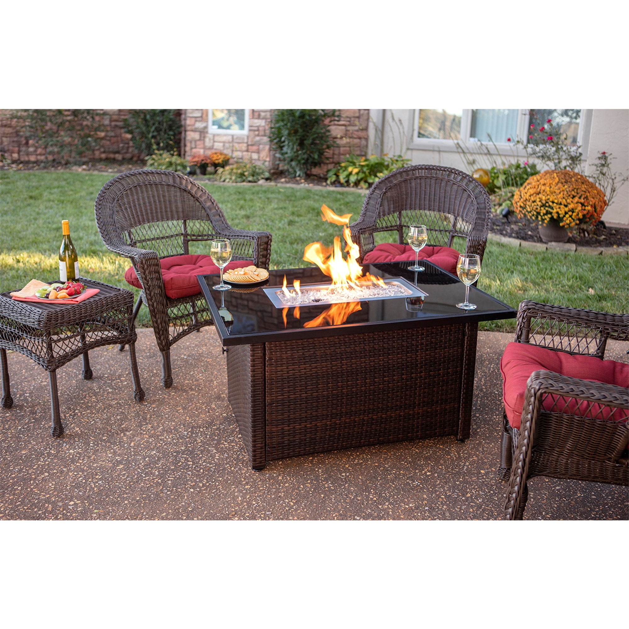 Open Box Endless Summer 44 x 32 inch Rectangular Patio Gas Fire Pit Table
