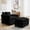 Black Corduroy With Ottoman, variant on Button-Tufted Chaise Lounge Indoor, Velvet Chaise Lounge Chair with Legs & Toss Pillow, Armless Rolled Backrest Leisure Sofa Recliner for Living Room Bedroom (Navy)