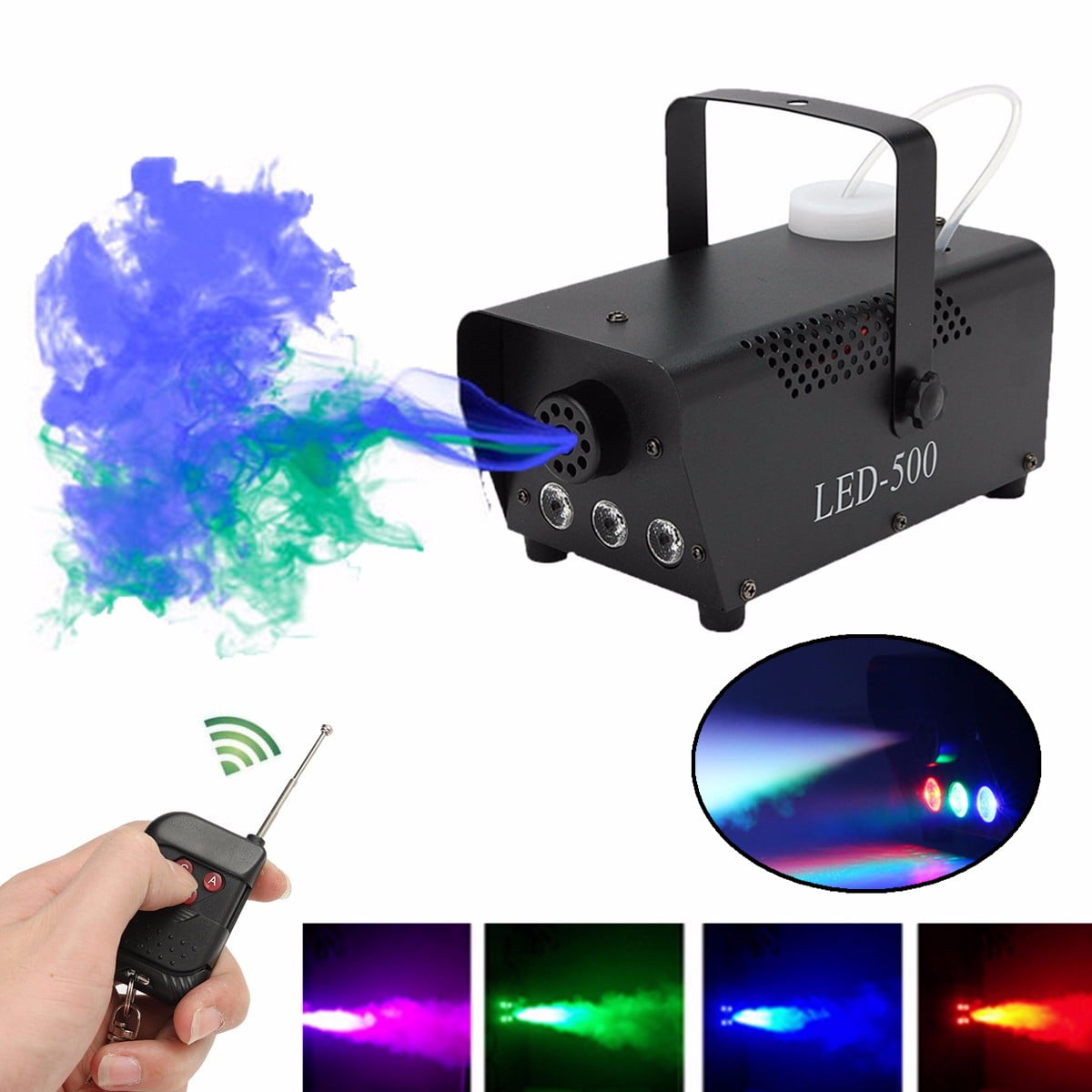 Smoke Machine w//Lights softeen 500W Party Fog Machine w// 2 Wireless Remote Controls 2019 UPGRADED Fogging Machine w//Colorful LED Light Effect for Holidays Parties Weddings Christmas Halloween