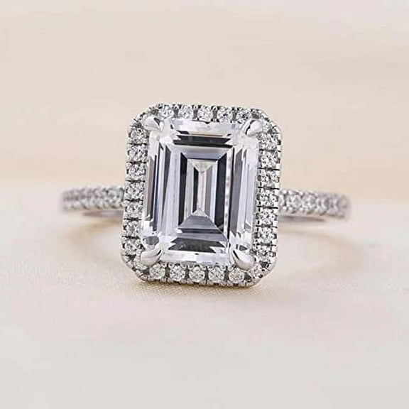 Moissanite Emerald Cut Engagement Ring 3.20 Ct Moissanite Solitaire Wedding Ring 7x9 Emerald Cut Moissanite Engagement Band Mens Moissanite Solitaire Ring US 6