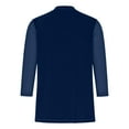 thumbnail image 5 of Olyvenn 3/4 Long Sleeve Mesh Velvet Shirts for Women Dressy Loose Crewneck Office Blouses Elegant Business Casual Party Tops Blue L, 5 of 5