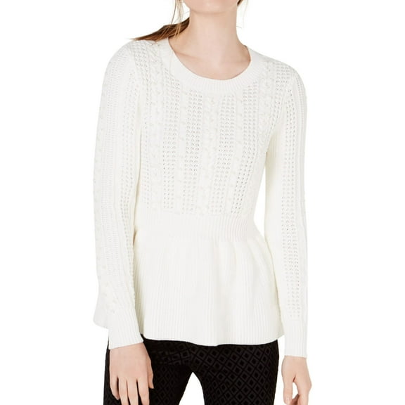 maison Jules Womens Pearl Pullover Sweater, White, Large
