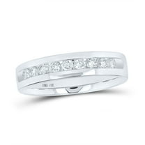 14K White Gold Mens Round Diamond Single-row Channel-set Wedding Band Ring 1/2 Cttw, Mens Size: 7-13