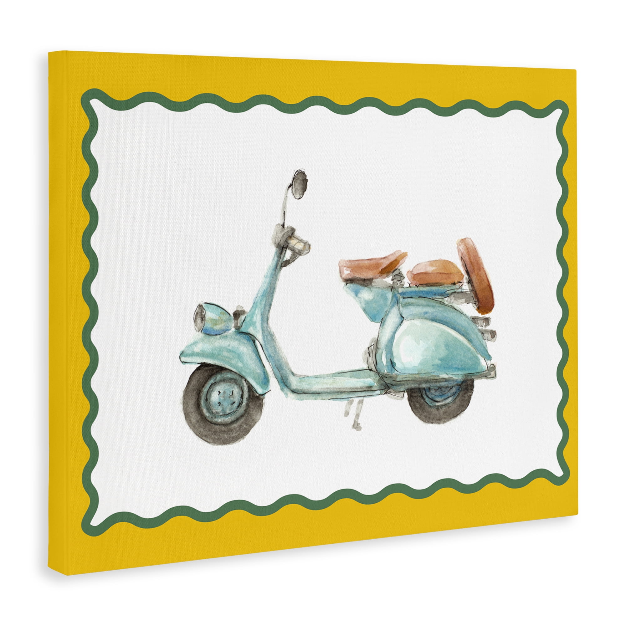 Stupell Industries Blue Vespa with Yellow Border Canvas Wall Art, design by Lanie Loreth