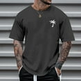 thumbnail image 2 of YDLCAFD Male Summer Beach Little Tree Print T Shirt Blouse Short Sleeve O Neck Tops T Shirt, 2 of 4