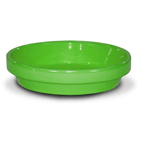 Ceramo 202250 3.75 x 0.5 in. Powder Coated Ceramic Saucer&#44; Bright Green - Pack of 16