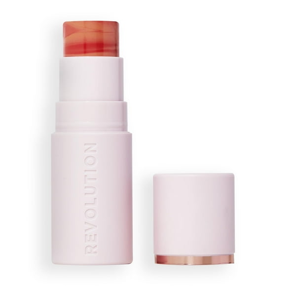 Revolution, Stick Blush Soie Marbrée, Couleur Modulable pour Joues, Yeux et Lèvres, Formule Crème à Poudre, Vegan et Sans Cruauté, Abricot Sunkissed, 0.15 oz