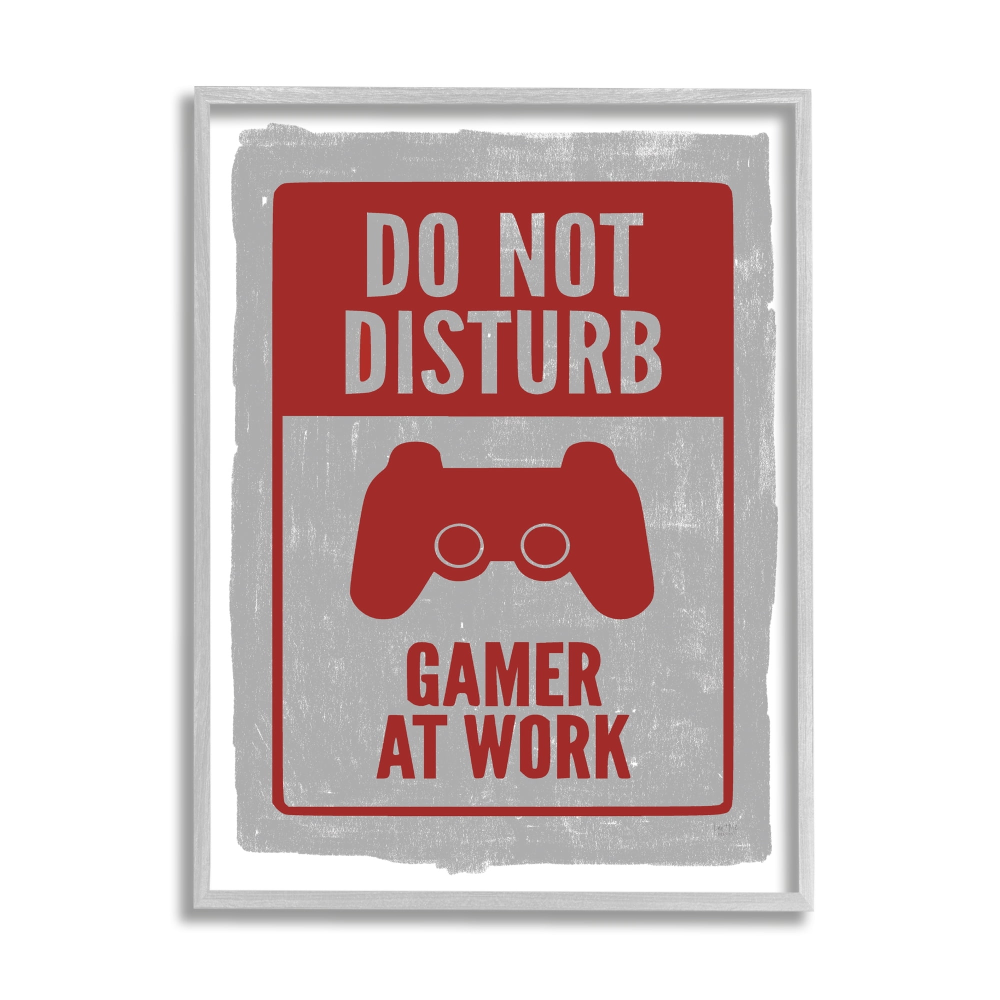 Stupell Industries Do Not Disturb Gamer Red Vintage Style Sign Graphic Art Gray Framed Art Print Wall Art, 16x20, by Lux + Me Designs