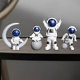 thumbnail image 4 of 4 Pieces Astronaut Statue Resin Cabinet Bookcase Spaceman Figurine Decoration Home Decor Child Birthday Gift Collections Cake Topper - white, 4 of 6