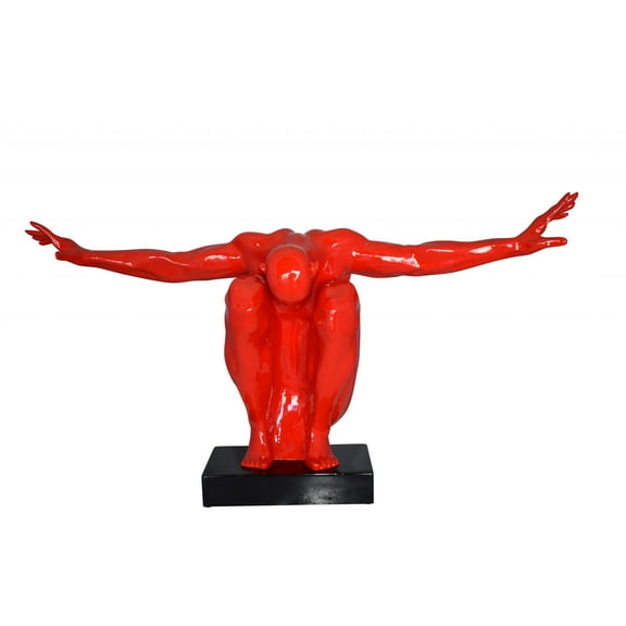 Red Saluting Body Builder Made of Resin Mounted on A Base Size: 37" x 14" x 19"H