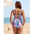 thumbnail image 2 of Traje de baño de una pieza Kate Kasin con estampado floral y cuello en V para mujer, 2 of 6