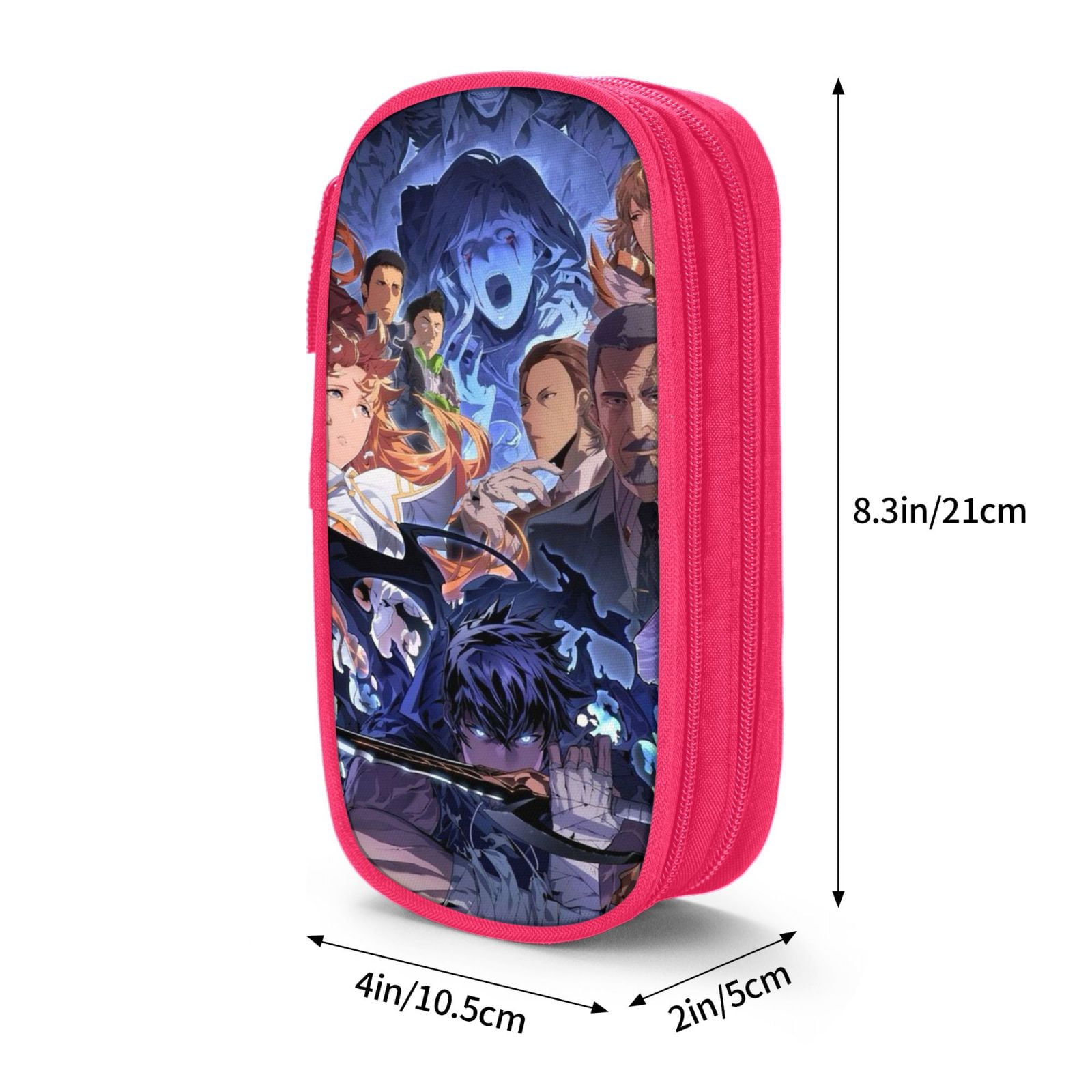 Solo Leveling Pencil Case Large Capacity Pencil Pouch Pen Bag Office Stationery Organizer Travel Makeup Bag Pink