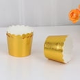 thumbnail image 3 of Dytern Wedding 50 Pcs Metal-like Texture Paper Cupcake Cups Disposable Muffin Cup Heat-resistant Dessert Bowls Party Supplies for Baking Wedding Birthday (Gold), 3 of 10
