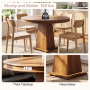 Tribesigns Solid Wood Dining Table, 31.5 Small Round Kitchen Table for 2, (Rustic Brown)