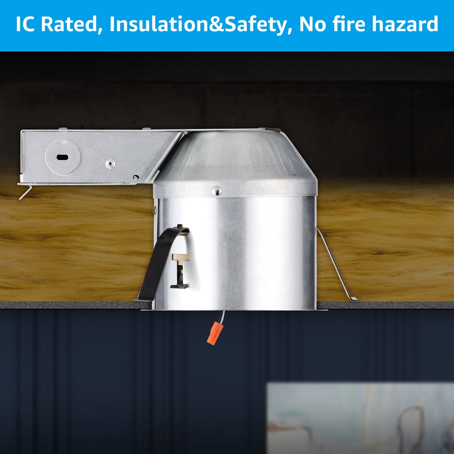 4 Inch IC Rated Air Tight Remodel Shallow LED Recessed Housing Can, 120-277V Max 15W Compatible, TP24 Connector, ETL Certified, Damp Location Rated