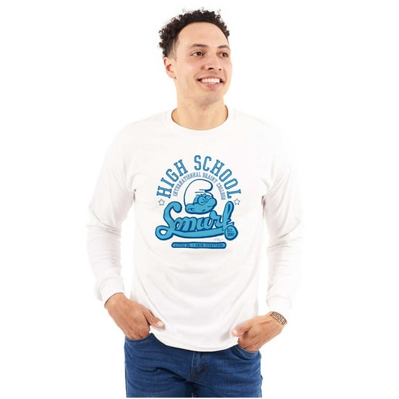 High School Know It All Brainy Smurf Long Sleeve TShirt Men Women Brisco Brands M