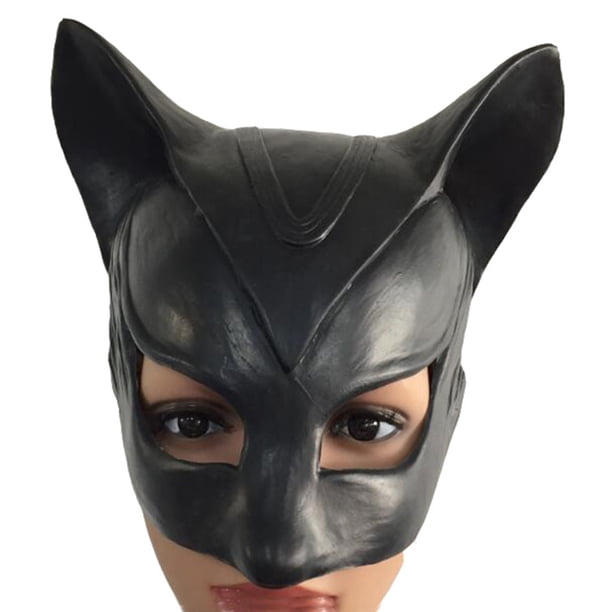 Máscara de látex para mujer, diseño de Catwoman, color negro, para fiesta de cosplay