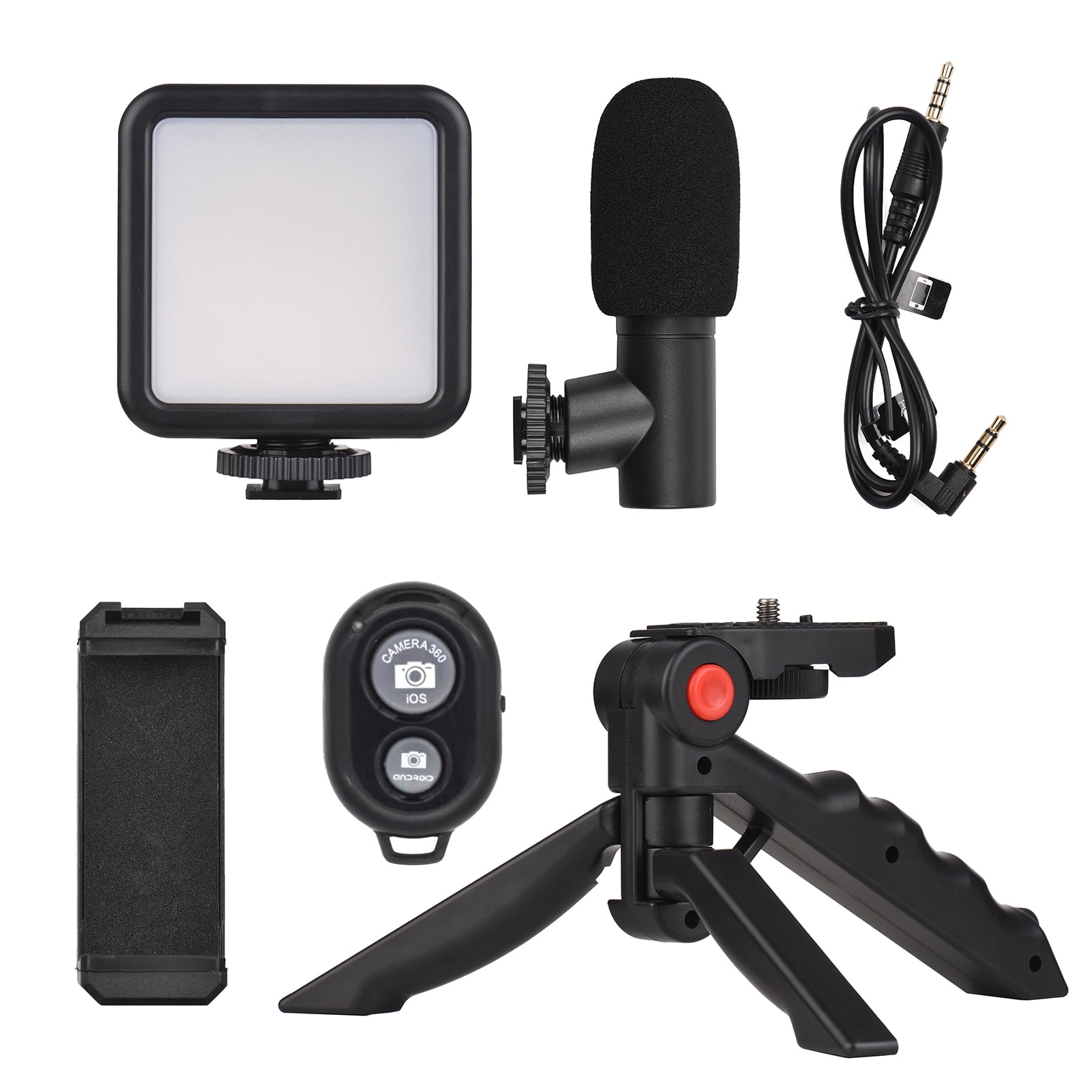 Vlogging Kit for Phone with Tripod, LED Light, YouTube Starter kit with Mini Microphone for Live Stream, Video Calls, Vlogging, Instagram