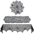 thumbnail image 1 of 3 Pcs Décoration de Table d'Halloween, Nappe Vintage Toile d'Araignée & Chemin de Table, Décorations d'Intérieur pour Fête d'Halloween, 1 of 6