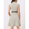 thumbnail image 3 of DARING DIVA Elegant Dress Split Neck Wear to Work Sleeveless Dresses M Grey, 3 of 6