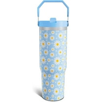 Daisy Gifts Tumbler for Women Girls, Stainless Steel 30oz Tumbler with Top Handle and Flip Straw, Daisy Flowers Cup Mug, Floral Lover Leakproof Water Bottle Birthday Gift Idea for Him Her