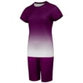 thumbnail image 3 of Innerwin Sweatsuits Solid Color Women Jogger Set Running Short Sleeve Loose Two Piece Outfit Purple L, 3 of 5