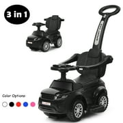 Topbuy 3 in 1 Kids Ride on Push Car Stroller Sliding Walking Car W/ Horn&Music&Light Black