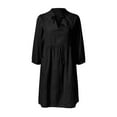 thumbnail image 4 of Vestido sexy de encaje con mangas 3/4 para mujer: corte holgado, diseño con cordones y aberturas, top informal de color liso, material de poliéster, para todas las estaciones, 4 of 5