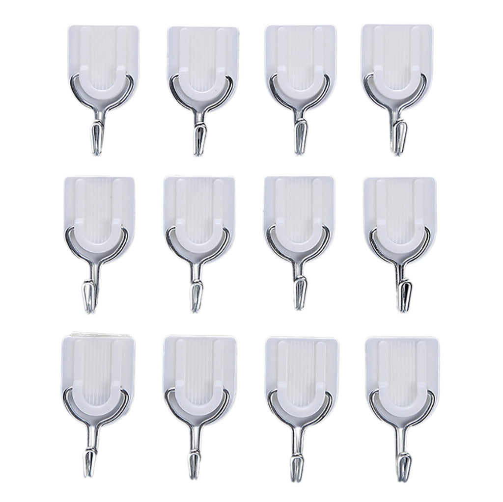 12Pcs Hanger Holder Glass Adhesive Strong Sticky Hooks Bathroom Kitchen Utensil 