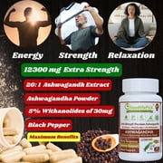 GoodlifePick Ashwagandha Extract Capsules 12300mg with Black Pepper Vegan Gluten-Free 90 Count