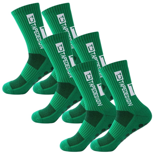 Pares de Calcetines antideslizantes SpotGreen 3Pares Verde 6-12.5US TapeDesign Calcetines Tubo Medio Algodón.
