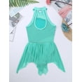 thumbnail image 4 of Venjoe Kids Girls Sequins Lyrical Ballet Dance Dress Halter Cutout Back Modern Dancing Costume Tulle Turquoise 8, 4 of 7