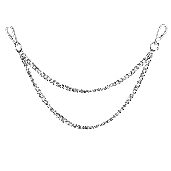 TELOLY Double Zipper Silver Pants Chains Belt Chains Keyring Wallet Chain Punk Rock Hip-hop Chains Jeans Wallet Trousers Chains for Men