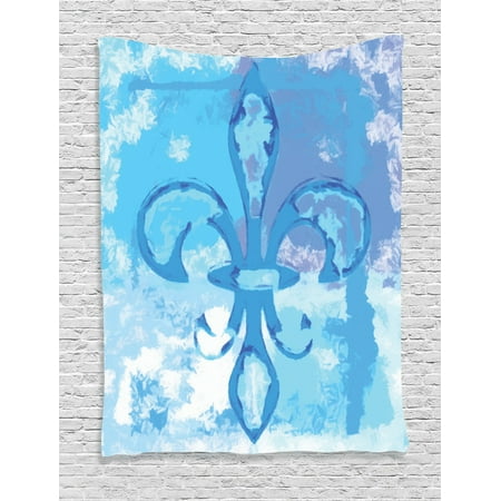 Fleur De Lis Wall Hanging Fleur De Lis Decor Wall Hanging Tapestry, Illustration Of Lily Flower Like Frozen Heredic Nobility Emblem Queenly Style Print, Bedroom Living Room Dorm Accessories, By Ambesonne ()