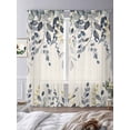 thumbnail image 3 of Blue Eucalyptus Leaf Sheer Curtains 2 Panels Set Spring Country Farmhouse Plants Leaves Linen Sheer Window Curtains Light Filtering Rod Pocket Voile Drapes for Bedroom Living Room 52"X96", 3 of 8