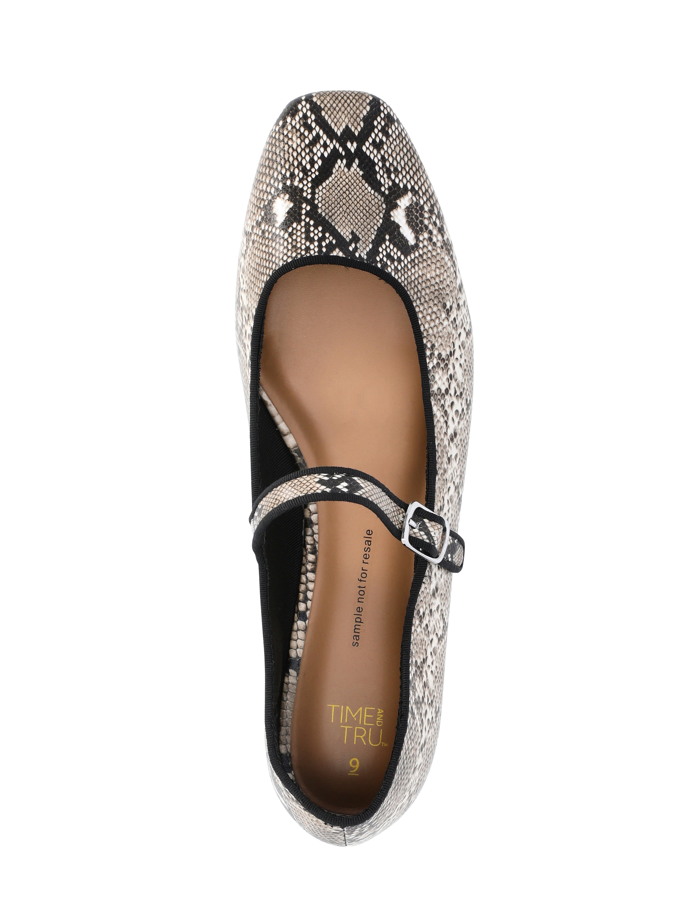 Time and Tru Women's Faux Leather Mary Jane Flats, Wide Width Available