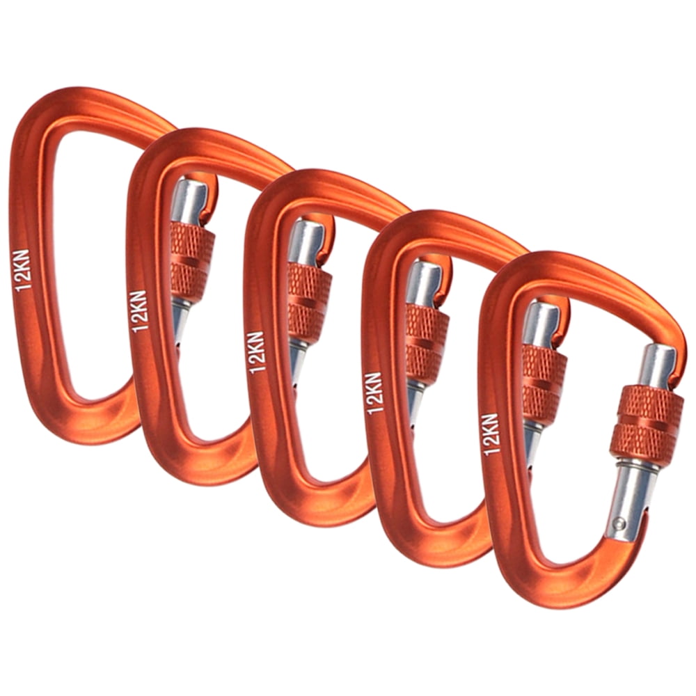 5 PCS Carabiner with Screw Lock Gate 12KN Heavy Duty Carabiner Clips