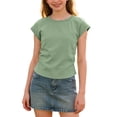thumbnail image 5 of Shadoumai Toddler Girl Shirt Solid Color T-Shirts Round Neck Short Sleeve T-Shirt Comfortable Blouse Tops Baby Girl Summer Clothes, 5 of 5