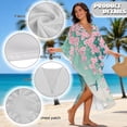 thumbnail image 6 of SEANATIVE Beach Kaftan Dress for Women Caftan Cover Up Bathing Suit Coverups Plus Size Kaftan Dress with Kimono Batwing Sleeves Casual Women Outfits, Hummingbird Floral Pink Green, 6 of 7