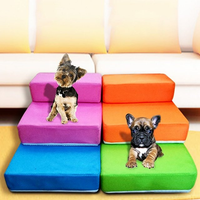 HAOAN 2-Step Mesh Folding Pet Dog Ramp Stairs Puppy Bed House Cushion Mold