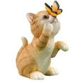 thumbnail image 4 of Estatua de gato de jardín de dibujos animados, escultura de gatito, mariposa, luz Solar, figura decorativa creativa respetuosa con el medio ambiente p Amarillo, 4 of 8