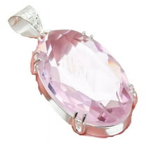 Pink Kunzite Gemstone Handmade 925 Sterling Silver Jewelry Pendant 2.17" AH-784
