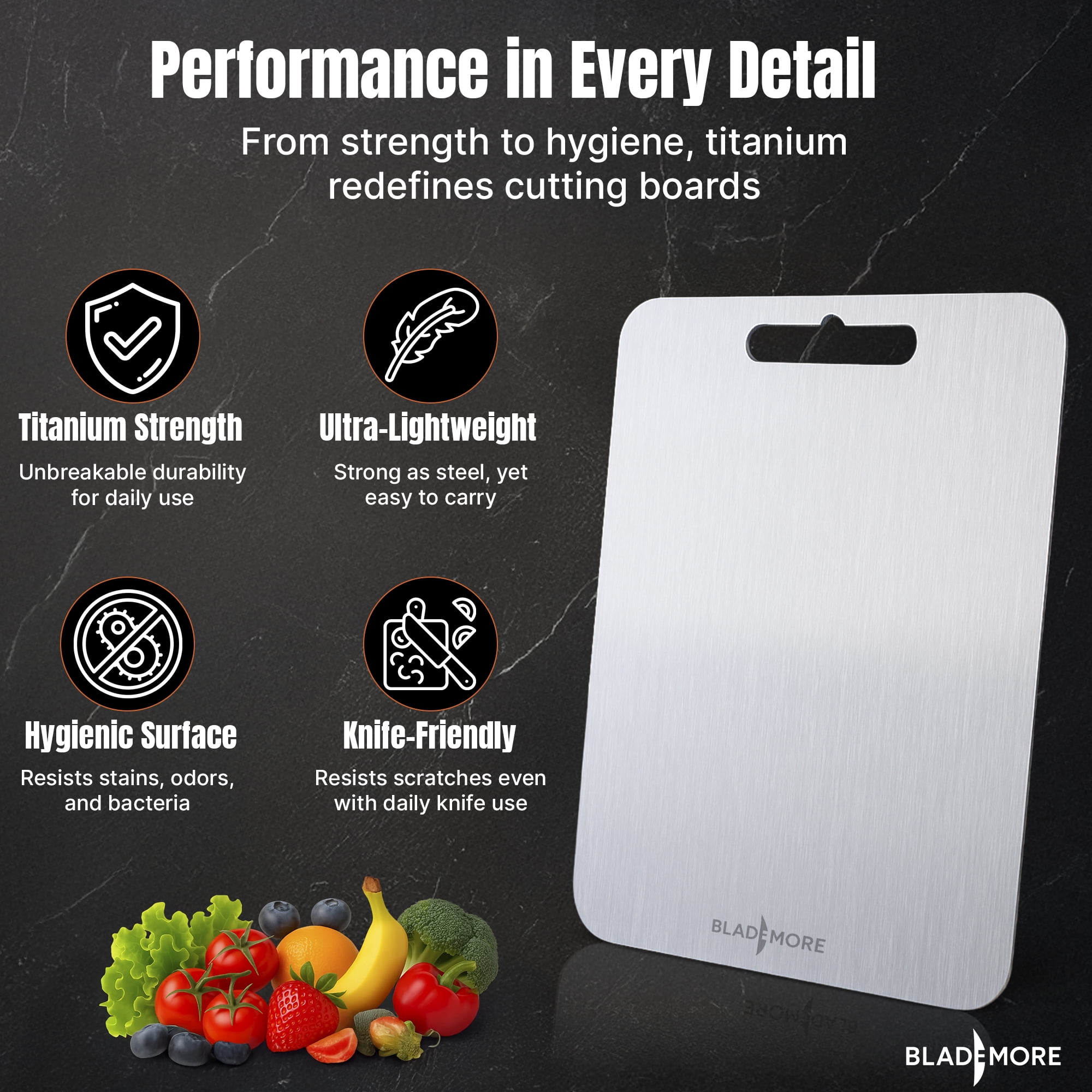 Titanium Cutting Board –  Pure Titanium, Double-Sided, Food-Grade Chopping Board for Meat, Vegetables & Fruit  250*150*1.2mm  Thick, Durable & Rust-Resistant