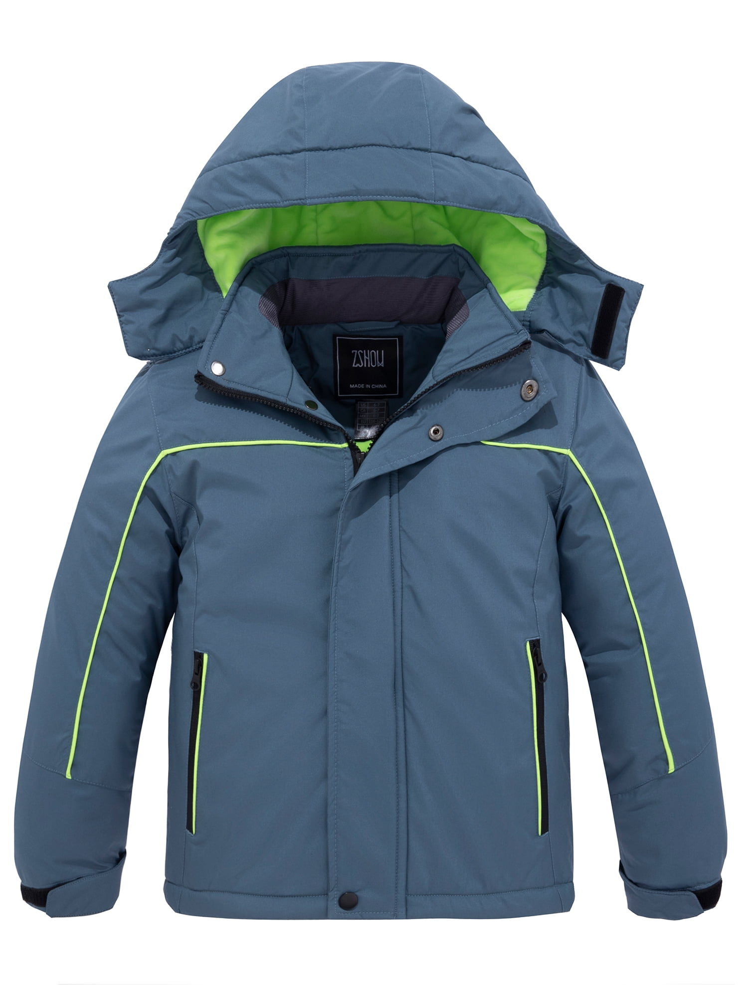 ZSHOW Boy's Snowboard Jacket Waterproof Skiing Jacket Warm Winter Coat Gray Blue 10/12