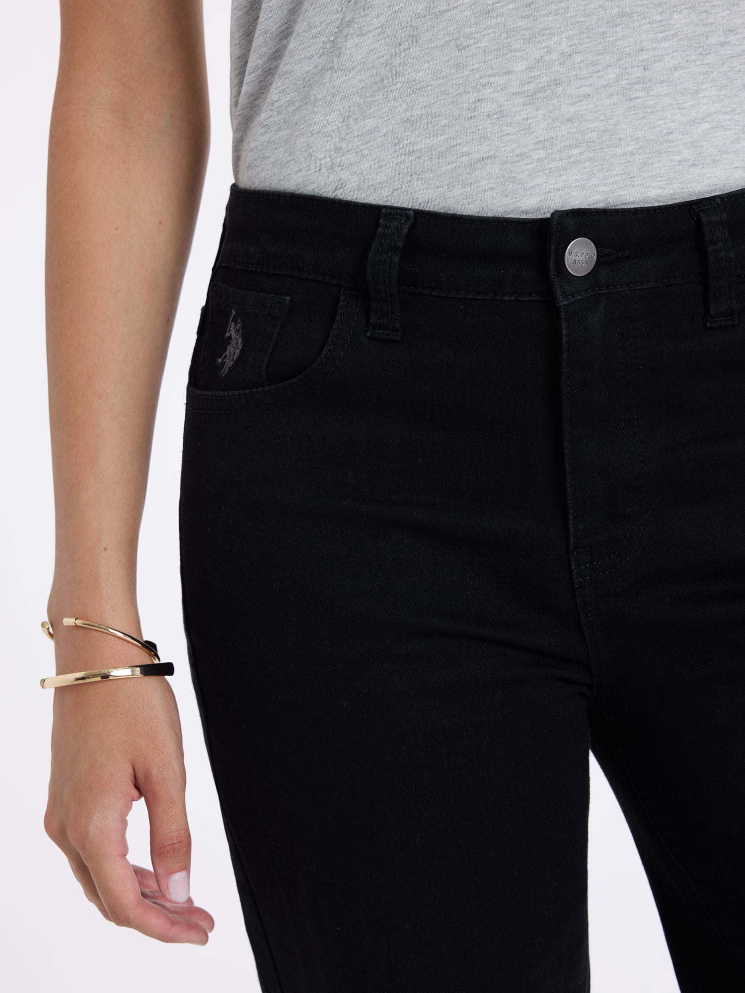 U.S. Polo Assn. Women's High Rise Relaxed Knit Denim Wide Leg Jeans