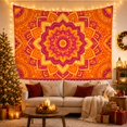 thumbnail image 3 of Orange Lotus Mandala on Red Background, Energetic Boho for Meditation Enthusiasts, Mandala Wall Art, Housewarming Gift, Tapestry Wall Hanging for Bedroom, Living Room and Dorm, 3 of 7