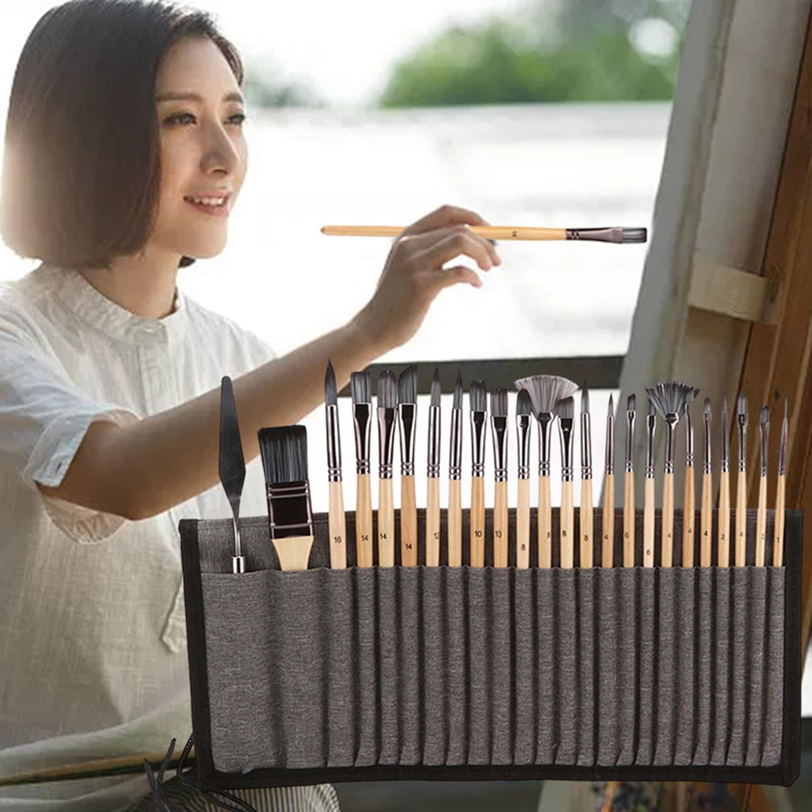 Artist Paint Brush Set of 24, Painting Brushes , Adults for Canvas, & Fabric, Great for Water, Oil or Acrylic Painting